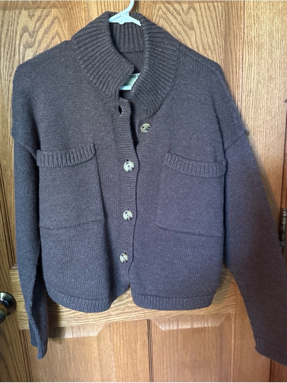 Free People Chunky Knit Button-Up Cardigan Jacket - Brown